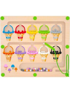 Magnetic Color & Number Maze Puzzle - Montessori Learning Toy for Toddlers 2-4